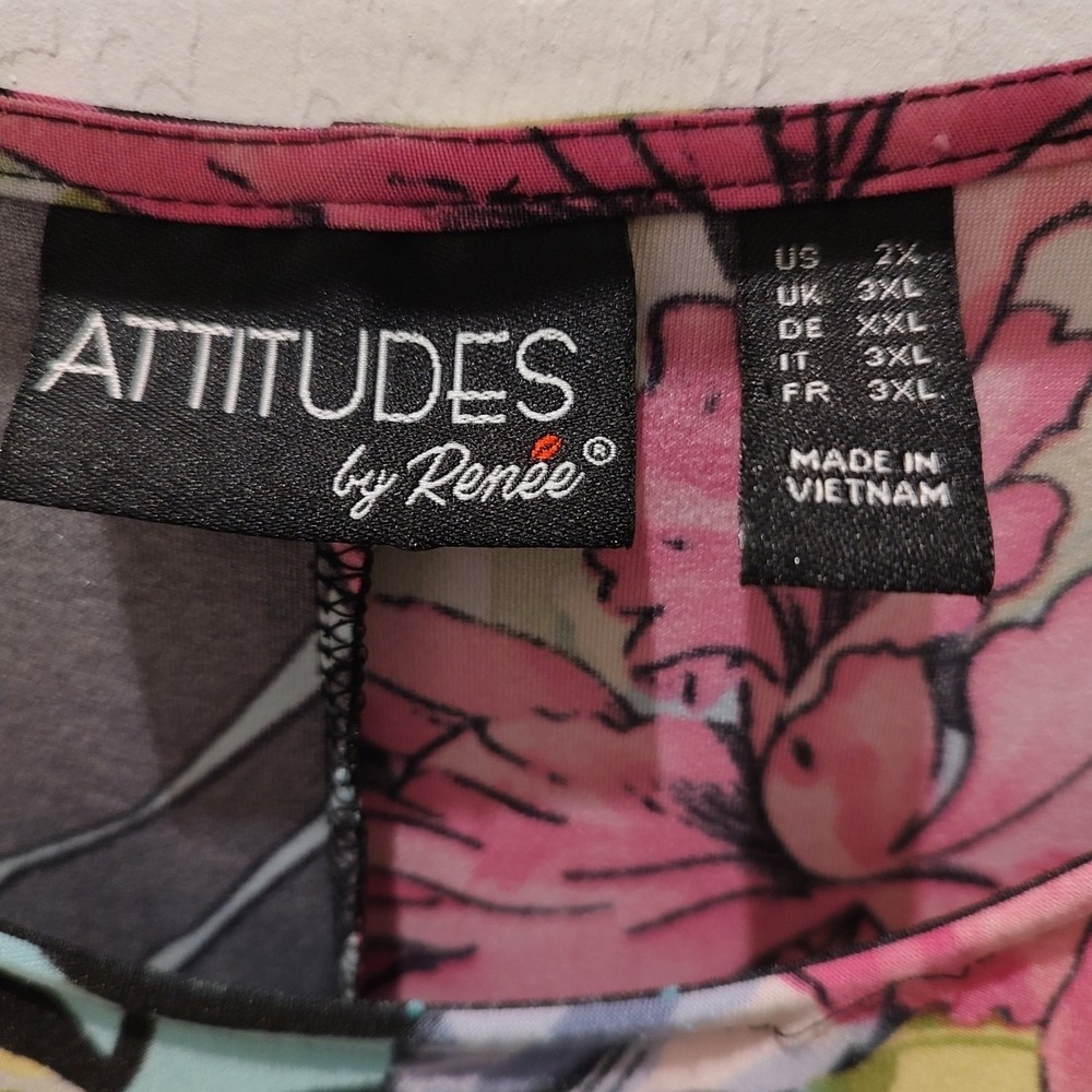 Attitudes by Renee Tropical Como Jersey Tank Long Ruffle Dress 2X‎ A353267 - Picture 4 of 6